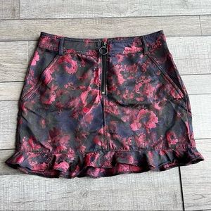 Express Floral Zip Front Mini Skirt